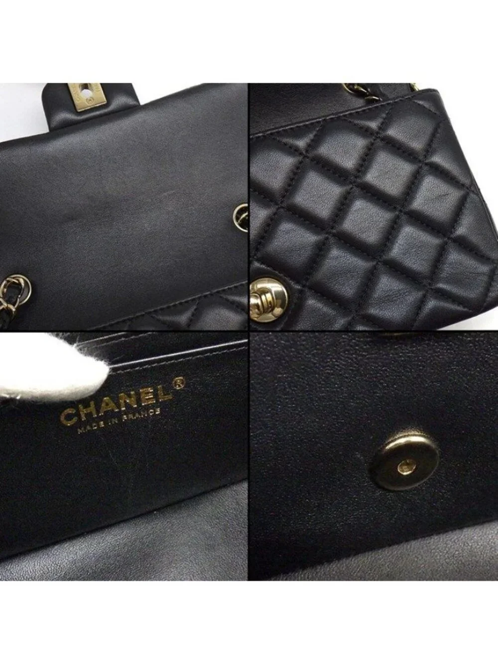 Chanel Shoulder Bag Quilted 20 Mini Classic Black Bordeaux Lambskin